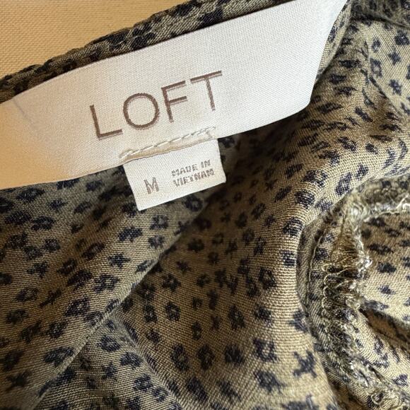 Loft Women’s Maxi Dress Granny Gown Size Medium Ruffled Bottom Olive Green - Picture 6 of 10